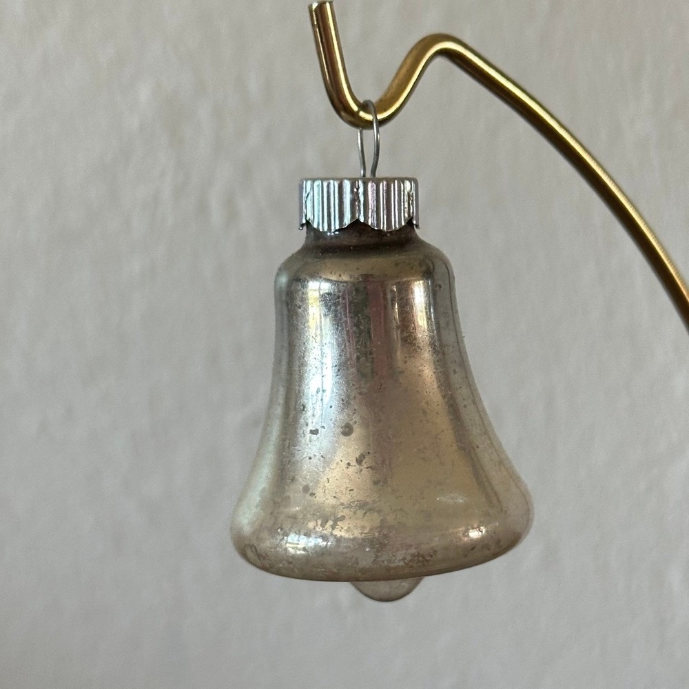 Vintage Shiny Brite Price Cap 2'' Silver Bell Christmas Ornament USA